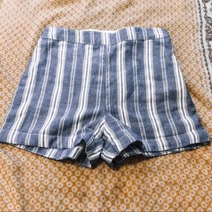 High-Waisted Striped Cotton Shorts